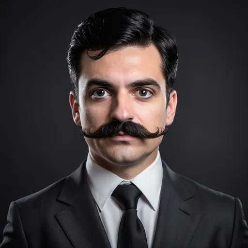 Prompt: A bussiness consultant with mustache and black hair and black eyes