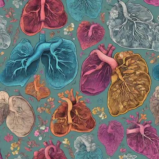 Prompt: Vector art of vibrant lungs and heart with floral, high quality, detailed, vector art, vibrant colors, floral details, intricate design, anatomical illustration, professional, artistic, colorful, detailed heart, detailed lungs, vibrant, floral vector art, intricate details, professional quality, digital vector art, high-res, vibrant color palette, detailed floral elements, anatomical illustration, artistic design, beautiful floral details