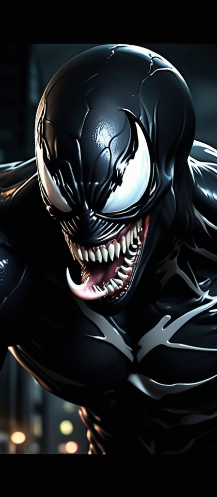 Prompt: (transforming photo into video), (Venom), striking black symbiote merging with human features, dark chromatic tones, dynamic movement, powerful energy flow, grim ambiance, cinematic drama, high depth HD quality, emphasis on texture and shadow, urban background with a moody atmosphere.