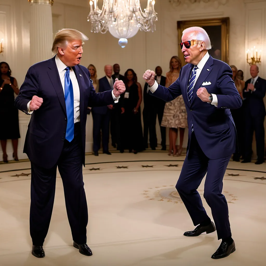 Prompt: Donald Trump and Joe Biden having a dance off