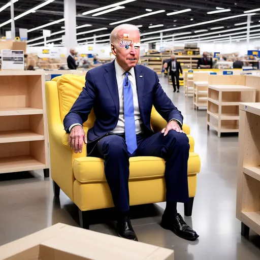 Prompt: Joe Biden lost in an Ikea