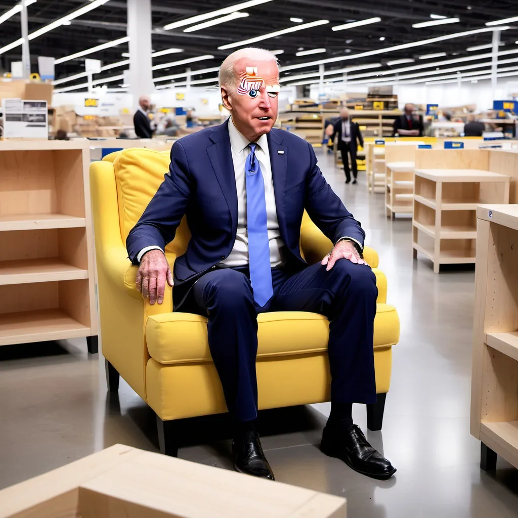 Prompt: Joe Biden lost in an Ikea