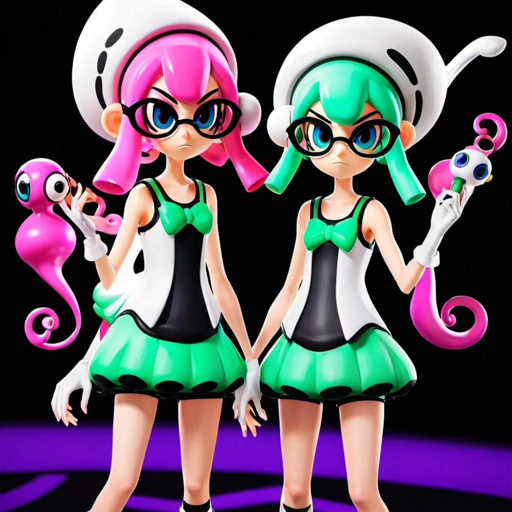 Prompt: the squid sisters from Splatoon