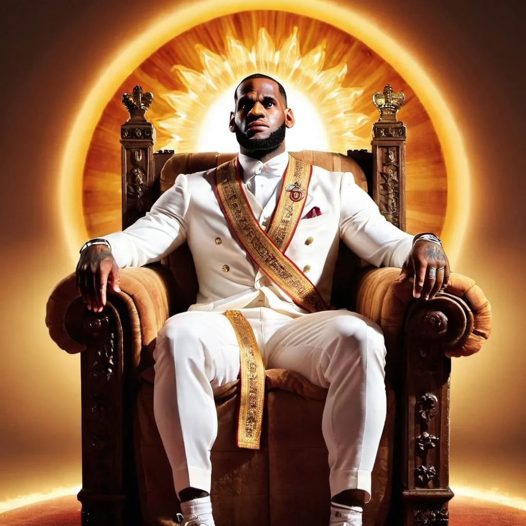 my glorious king Lebron James in a sun on his throne