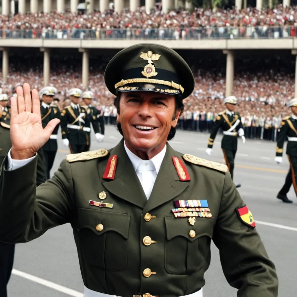 Prompt: Julio Iglesias as a military from Colombia in a national parade