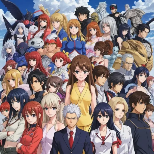 Prompt: all anime characters together
