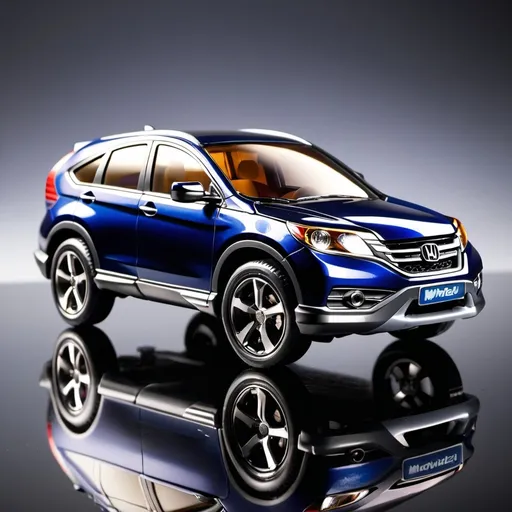 Prompt: (realistic) Mattel Hot Wheels version of 2025 Honda CRV Sport Hybrid, painted in (deep, lustrous Midnight Still Pearl), capturing gleaming reflections, ultra-detailed design, high quality, vibrant colors, dynamic angles showcasing sleek contours, inviting ambiance of modern automotive style, showcasing innovative engineering in a captivating presentation.