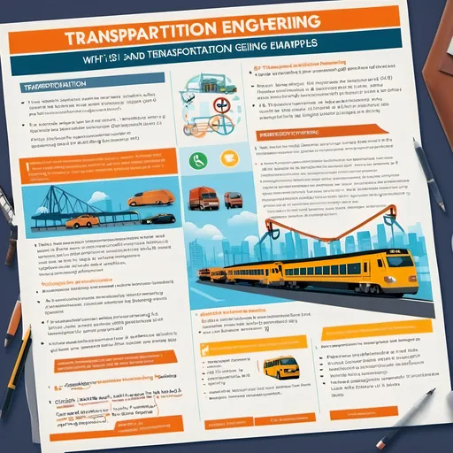 Prompt: poster of transportation engineering with points about (what is transportation engineering, role and importance and examples)