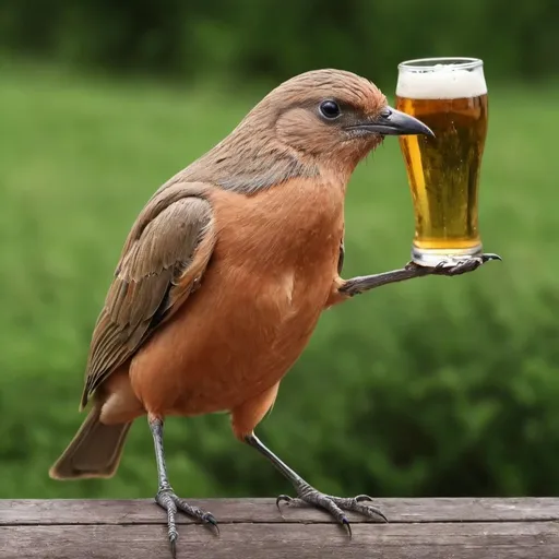 Prompt: bird with beer