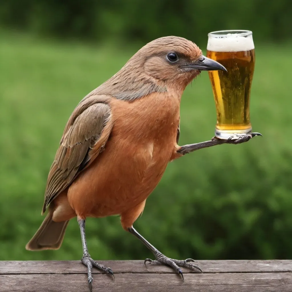 Prompt: bird with beer