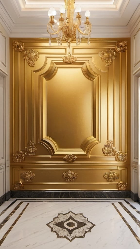 Prompt: big golden wall for mansion