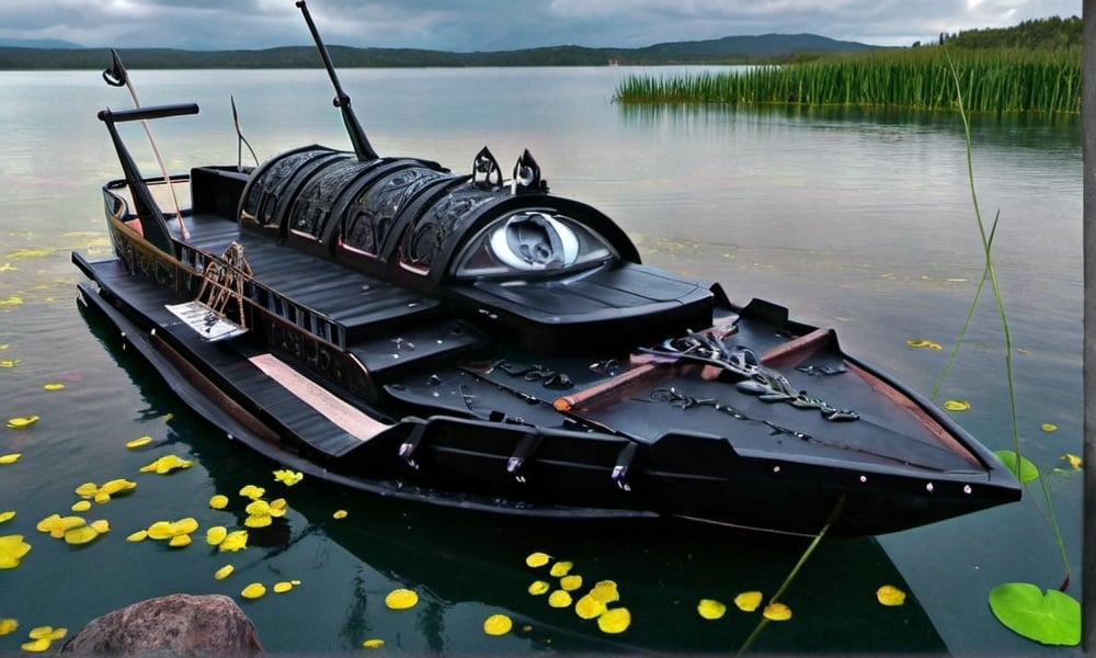 Prompt: black magical boat