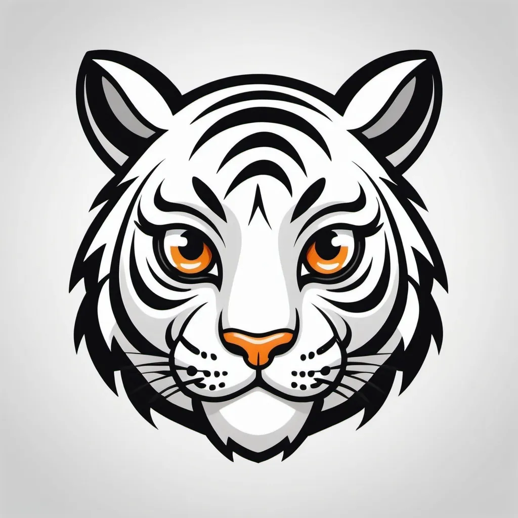 Prompt: Create cartoon logo "Big eye"one tiger has two head with one eye.