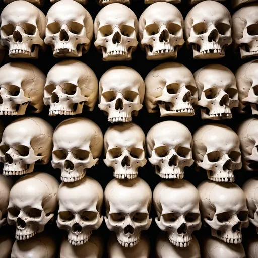 Prompt: skulls stacked apart