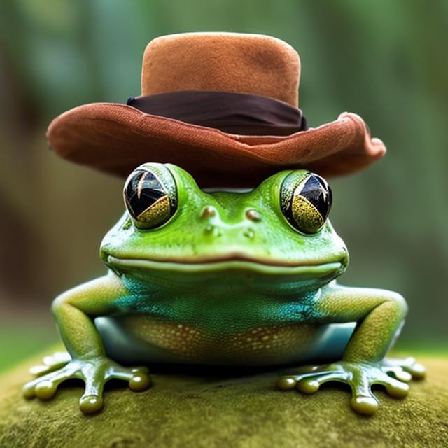 Prompt: nft of frog with a hat