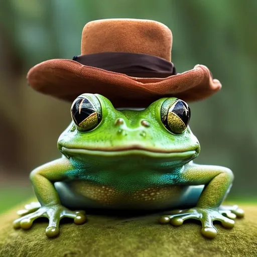 Prompt: nft of frog with a hat