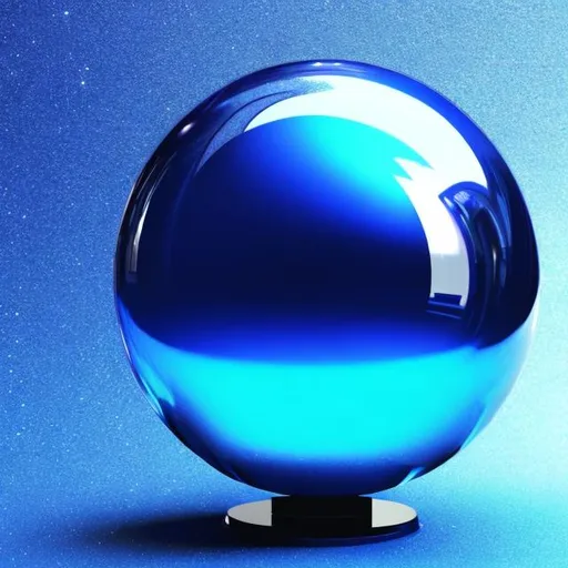 Prompt: shiny blue metallic sphere floating in a clear background