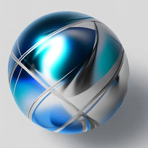 Prompt: abstract shiny metal blue sphere on a white background