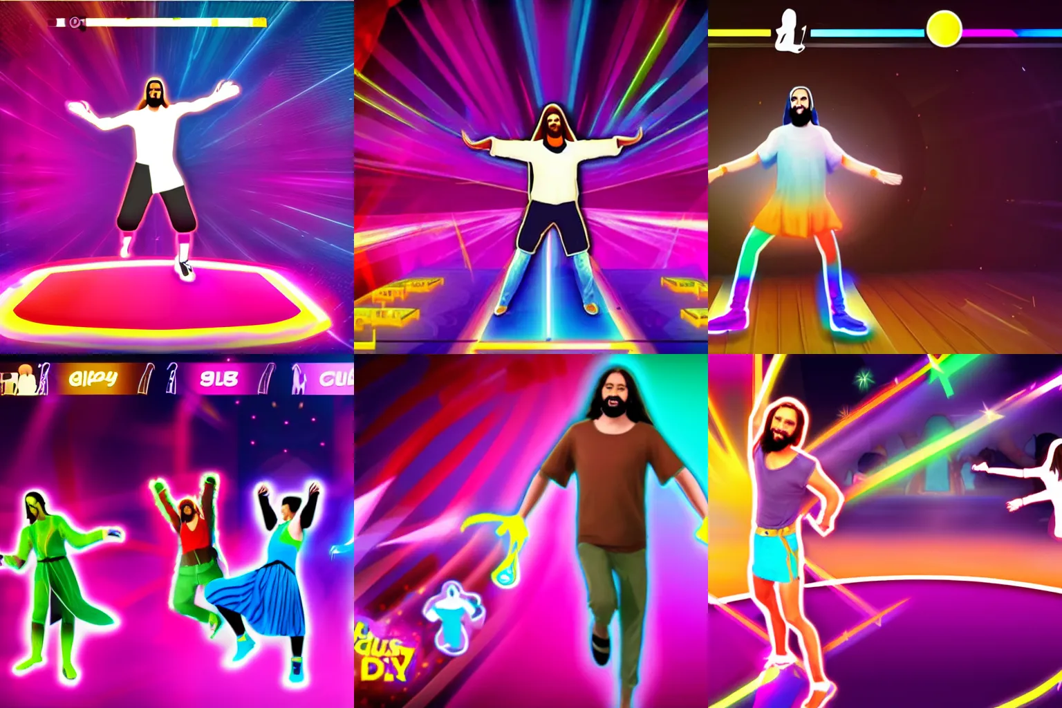 Prompt: Jesus in just dance game