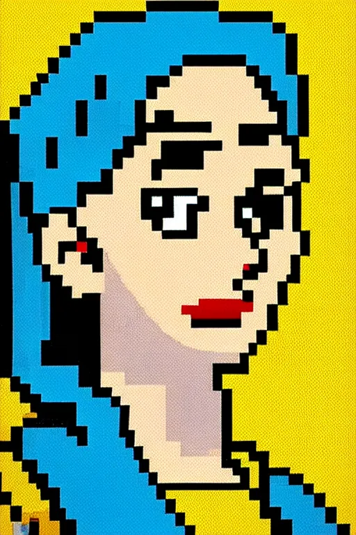 Image similar to beautiful retro vintage pixel art portrait, a maciej kuciara art deco style ink drawing, only one head single portrait team fortress 2 scout the girl with the pearl earring as the team fortress 2 scout team fortress 2 scout team fortress 2 scout scout team fortress 2 scout, supermario bros, super nintendo