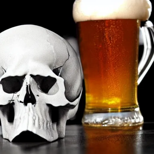 Image similar to skull made in the head of a beer