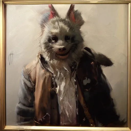 Image similar to Richard Schmid and Jeremy Lipking and antonio rotta, full length portrait painting of a moogle from Final Fantasy