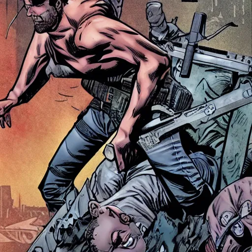 Prompt: Rick grimes conquest, comic book art