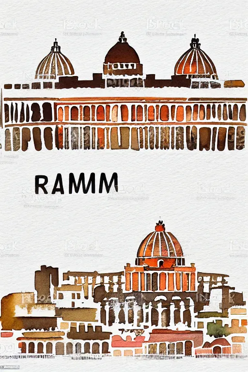 Image similar to minimalist watercolor art of rome, illustration, vector art