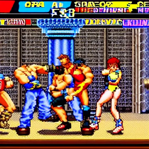 Prompt: streets of rage 2 on sega genesis new character select screen.