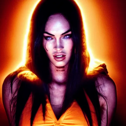 Image similar to face photo of megan fox as super saiyan as goku powering up wearing hoodie electric energy dramatic lighting by annie leibovitz