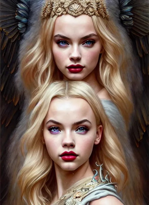 Image similar to ultra realistic illustration, a stunningly beautiful greek gothic goddess of chaos played by jordyn jones and dove cameron and margot robbie and taylor swift and megan fox and adriana lima, intricate, elegant, highly detailed, digital painting, artstation, concept art, smooth, sharp focus, illustration, art by artgerm and greg rutkowski and alphonse mucha