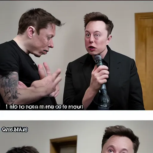 Image similar to elon musk arguing with grimes