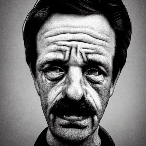 Image similar to portrait of 40-year-old Ned Flanders in the style of Lee Jeffries, award-winning, detailed, 82 mm sigma art, close up