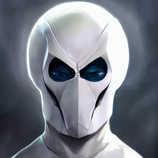 Prompt: portrait of Moon Knight by Stanley Artgerm Lau, WLOP, Rossdraws, James Jean, Andrei Riabovitchev, Marc Simonetti, Yoshitaka Amano, ArtStation, CGSociety,