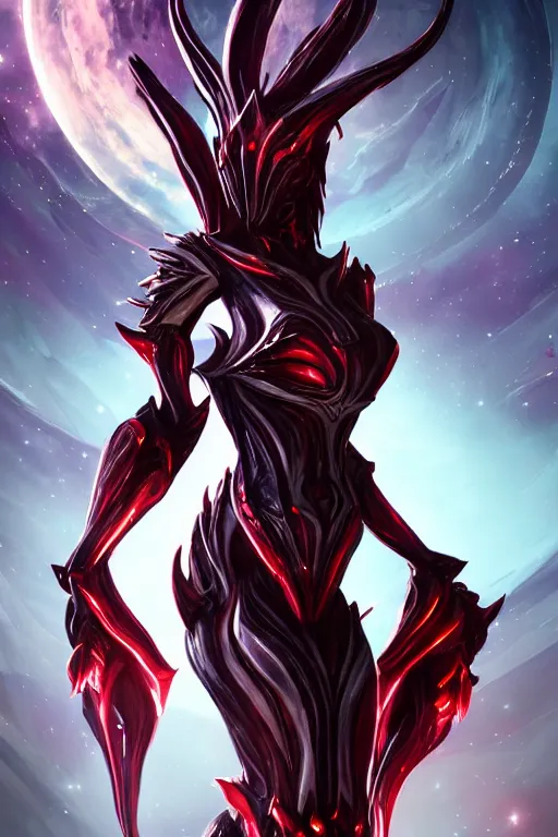 Prompt: galactic hyperdetailed elegant beautiful stunning saryn warframe giantess anthropomorphic sexy hot cyborg female dragon goddess, sharp spines, sharp metal ears, red eyes, smooth red skin, sharp black armor, bigger than galaxy, epic proportions, epic scale, epic size, warframe fanart, furry, dragon art, goddess, giantess, furaffinity, octane