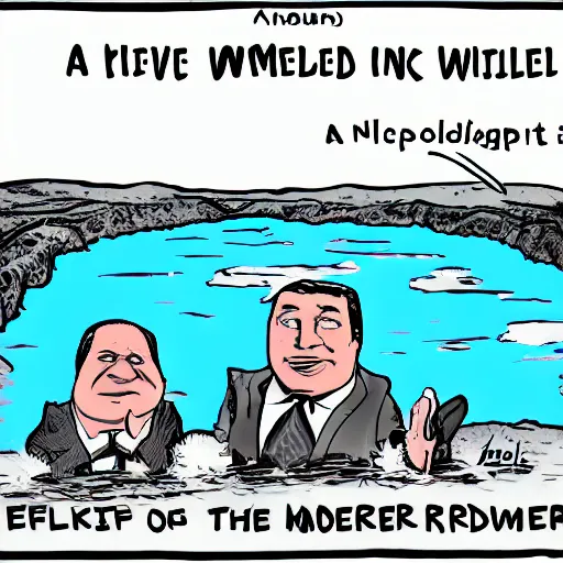 Image similar to a river swallowed by a politician, political cartoon