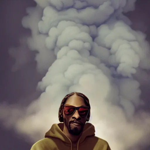 Prompt: colossal god snoop dog is smoking in the clouds, coming out smoke in cloud shapes, highly detailed, digital painting, artstation, octane render, matte, sharp focus, impressionist painting