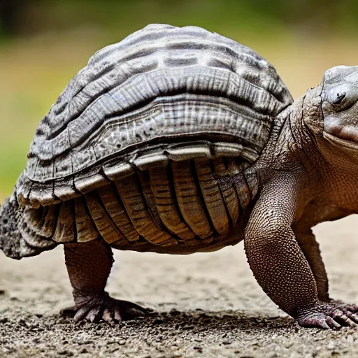 Image similar to photo of a hybrid between an armadillo and a galapagos tortoise