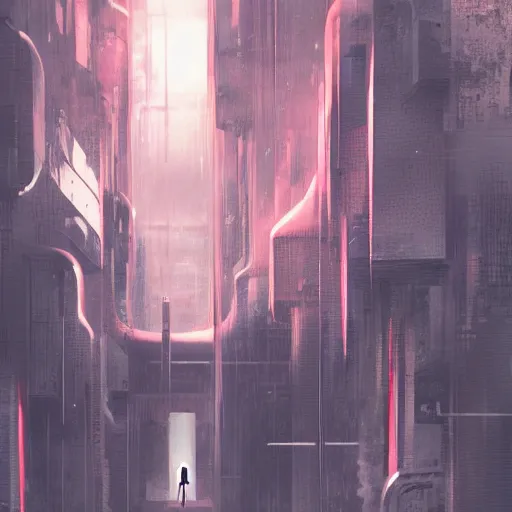 Image similar to feelings of guilt, dark humor, inside the mind, deeply upset + anime and manga matte painting, cyberpunk, geometric abstract art + hajime isayama