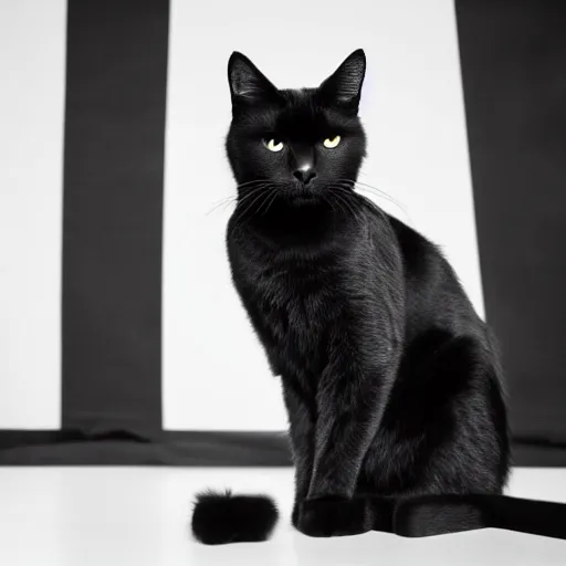 Image similar to photograph of a black cat sitting in a white studio