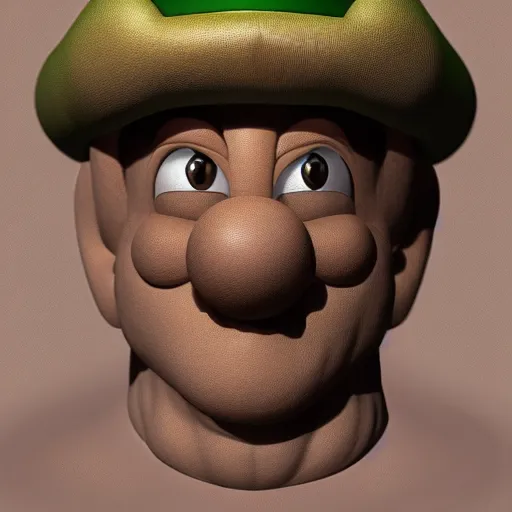 Image similar to luigi from super mario bros., a computer rendering by h. r. giger, trending on zbrush central, neoplasticism, zbrush, reimagined by industrial light and magic, # vfxfriday