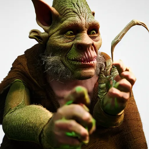 Prompt: a goblin picking his nose, in the style of lord of the rings peter jackson and boris valejo, fantasy, hyperrealistic, detailed, octane render