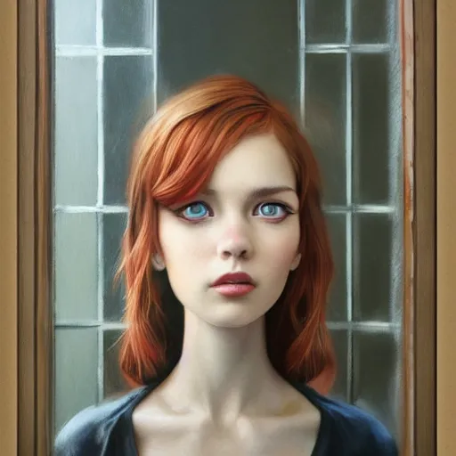 Image similar to Lofi portrait at a window, Pixar style by Stanley Artgerm and Tom Bagshaw and Tim Burton