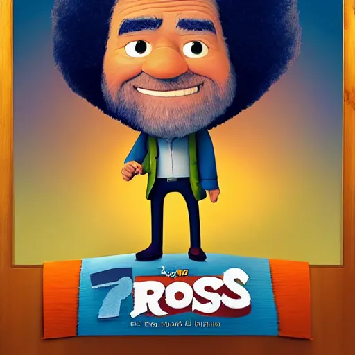 Prompt: A portrait of bob ross in the style of pixar’s movie Up (2009)