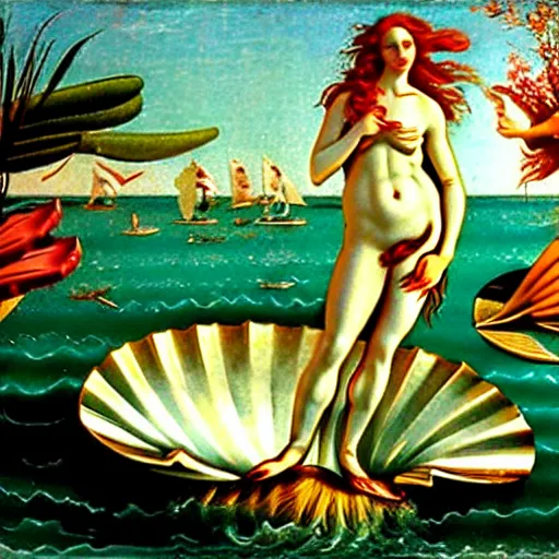 Image similar to the birth of venus, 1 9 0 4