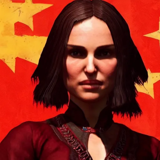 Prompt: natalie portman in red dead redemption 2, character render, full body shot, highly detailed, in game render