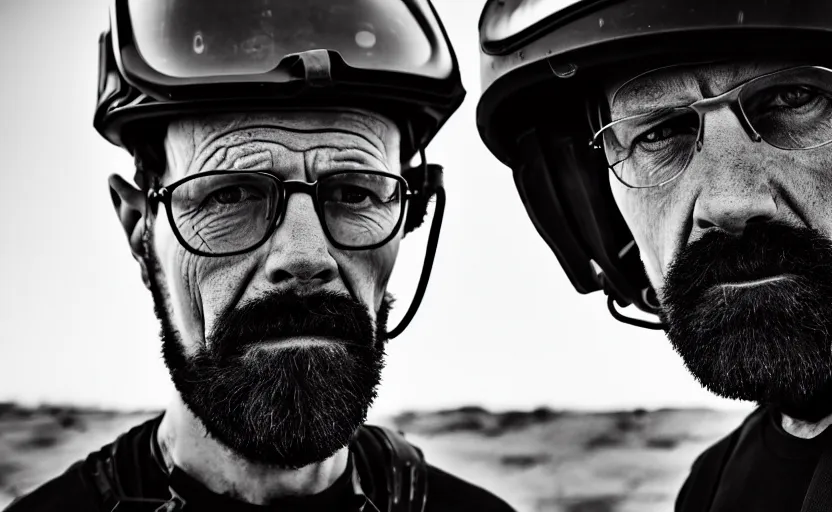 Prompt: cinestill 5 0 d candid photographic portrait by helen levitt of heisenberg wearing rugged black mesh techwear on a dirtbike through a desolate plain, extreme closeup, modern cyberpunk moody emotional cinematic, dust storm, 8 k, hd, high resolution, 3 5 mm, f / 3 2, ultra realistic faces, ex machina