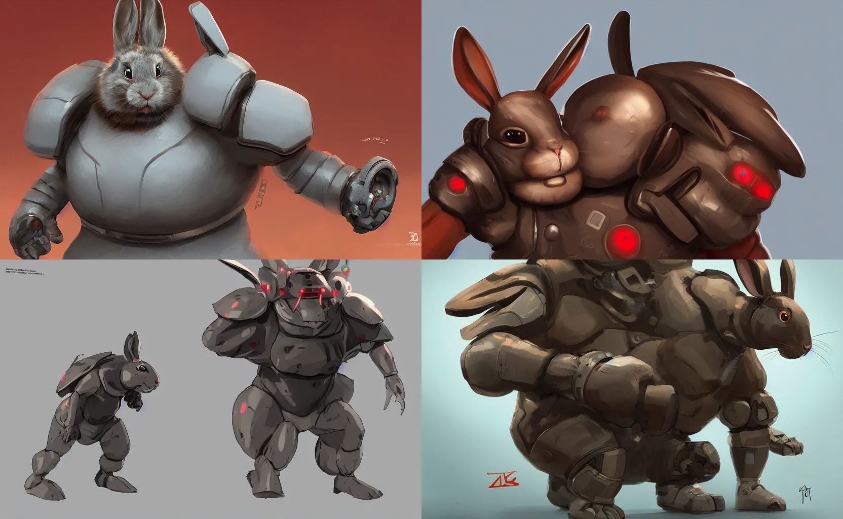 Prompt: rabbit sumo cyborg , character design, concept art, artstation, very high quality 4k