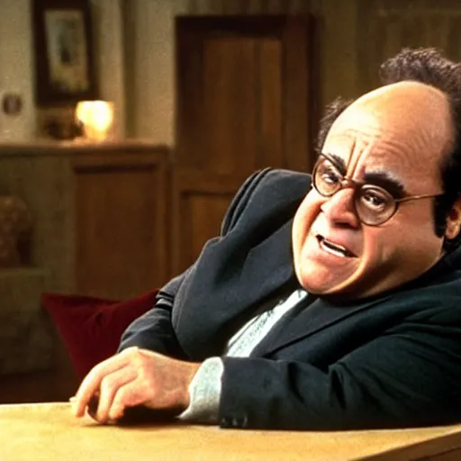 Prompt: danny devito frank reynolds's wolverine action pose