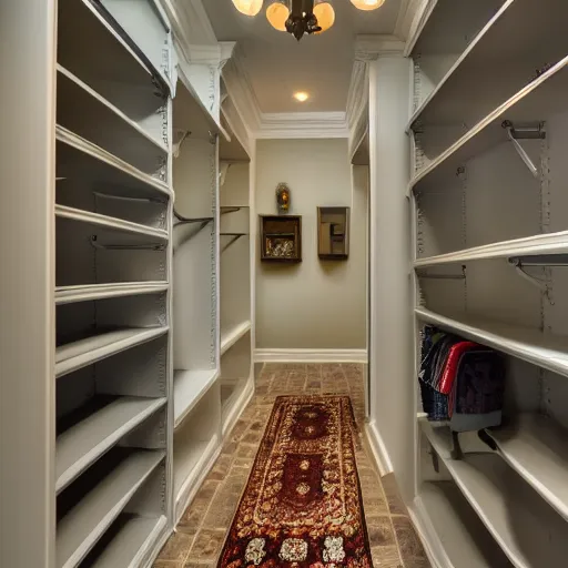 Image similar to a real estate home interior photo. a closet with a portal to another reality in it.